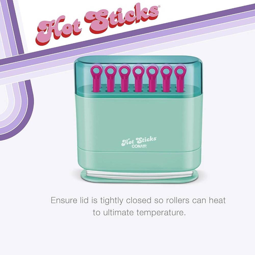 Conair Hot Sticks, Silicone Hair Rollers - Mint Green Case Pink & Purple